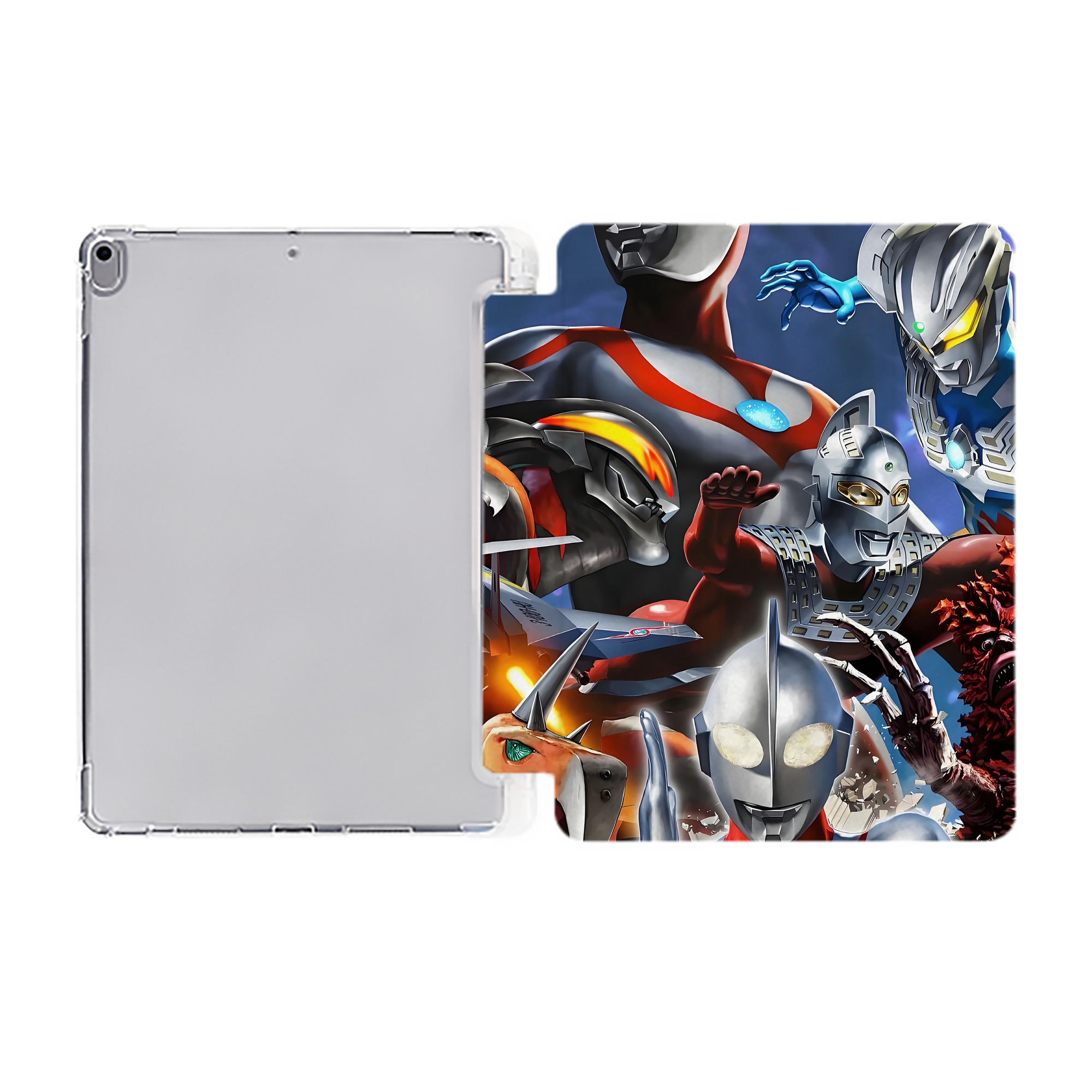 （画像用） ウルトラマン Ultraman IPad ケース ペン収納付き 三つ折りスタンド PUレザー×シリコン 対応機種9.5/10.5/10.9インチ